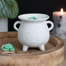 Brûleur chaudron pentacle blanc