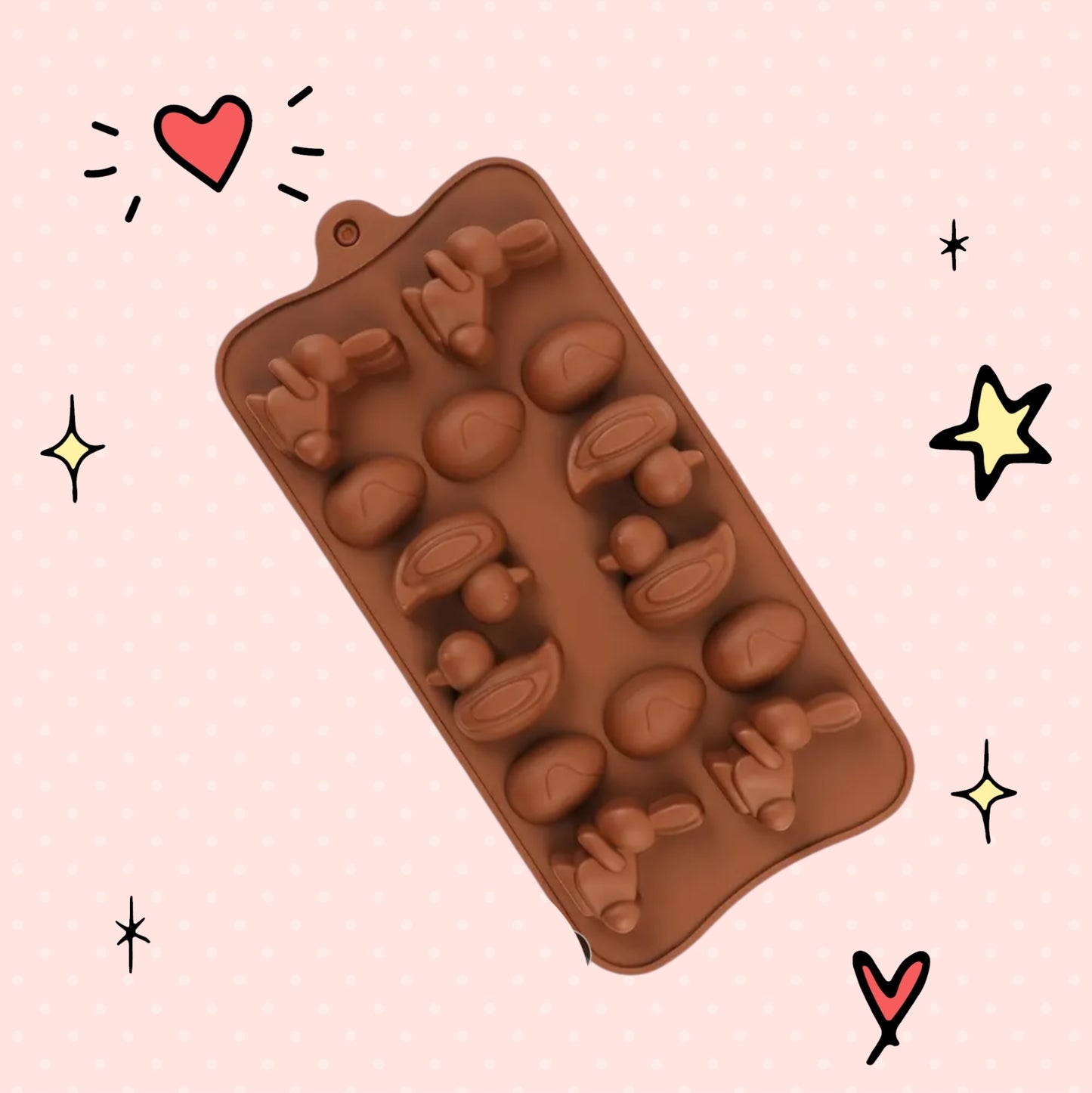 Moule silicone Oeuf de pâques et lapin 12 cavités
