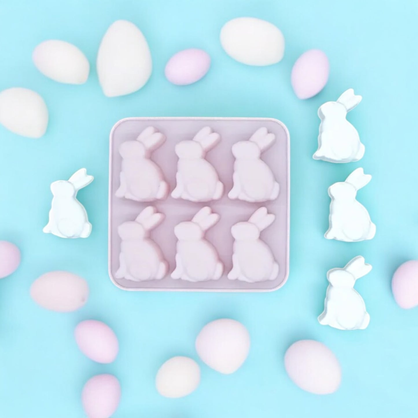 Moule silicone lapin de paques 6 cavités