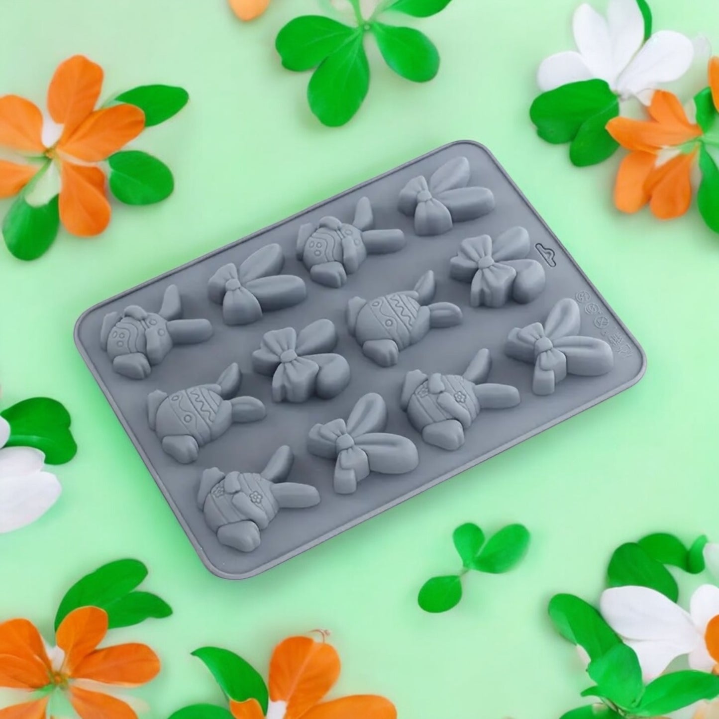 Moule silicone Pâques œuf et oreilles de lapin