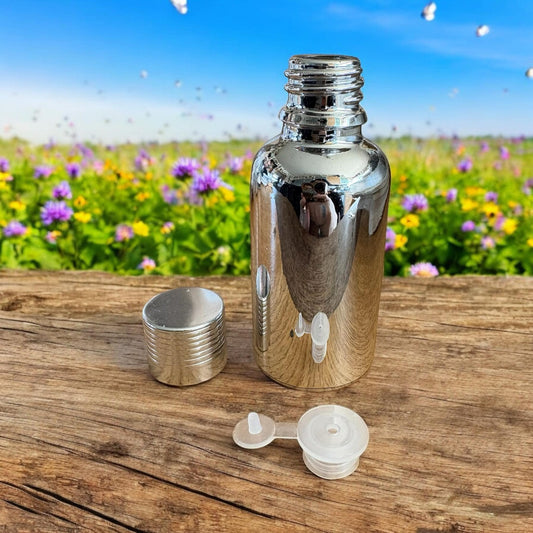 Flacon argenté en verre 30ml
