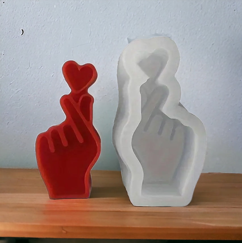 Moule silicone main et cœur
