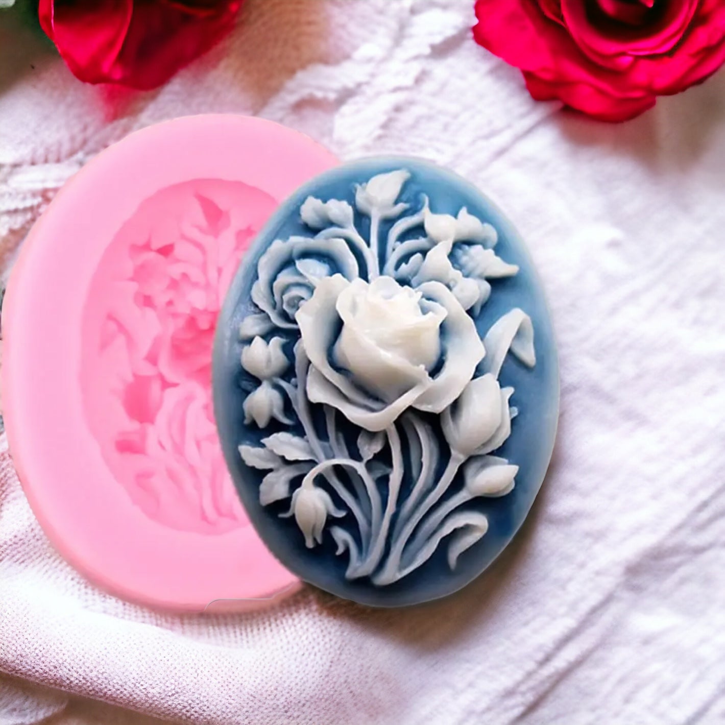 Moule silicone suspension fleur et rose