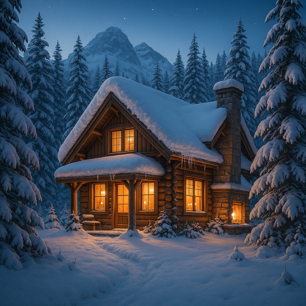Chalet caressé par la neige