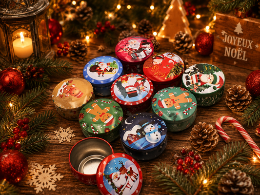 Boîte Métallique Ronde de Noël