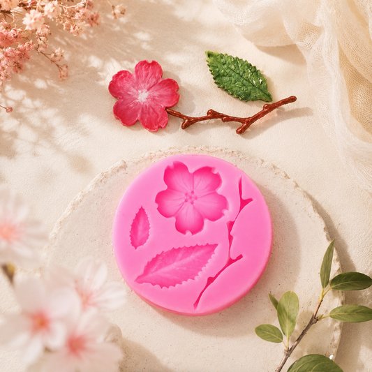 Moule en silicone – Fleur de prunier, feuilles & branche