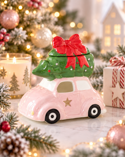 Brûleur Voiture Rose avec Sapin de Noël