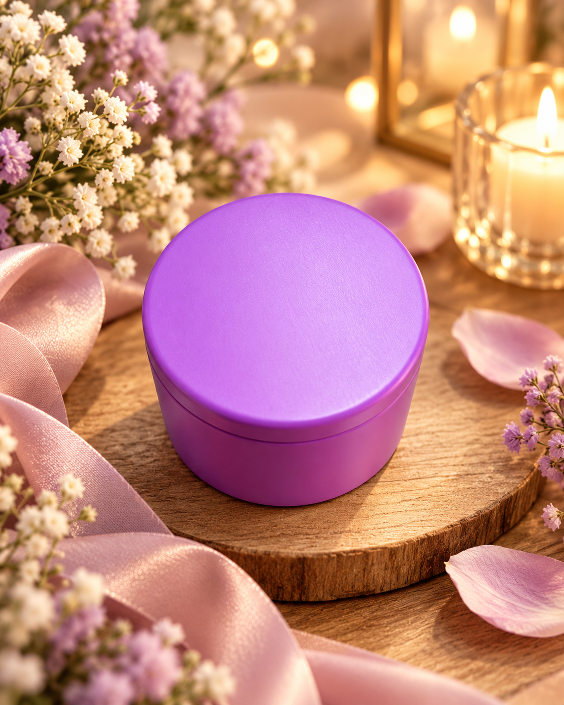 Boîte Métallique Ronde Violette – 100 ml