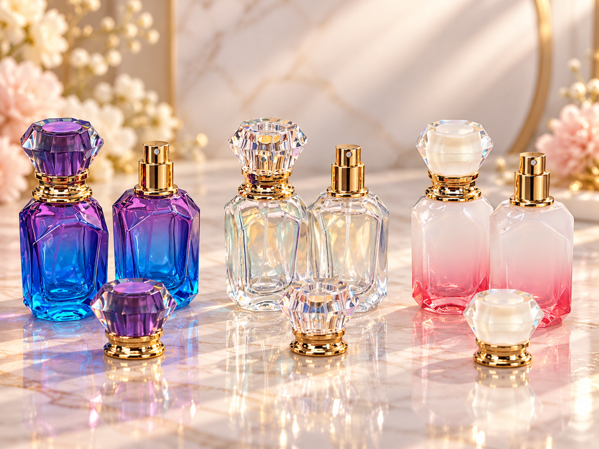 Flacons de Parfum en Verre – 30 ml | Bouchon Diamant & Coloris au Choix