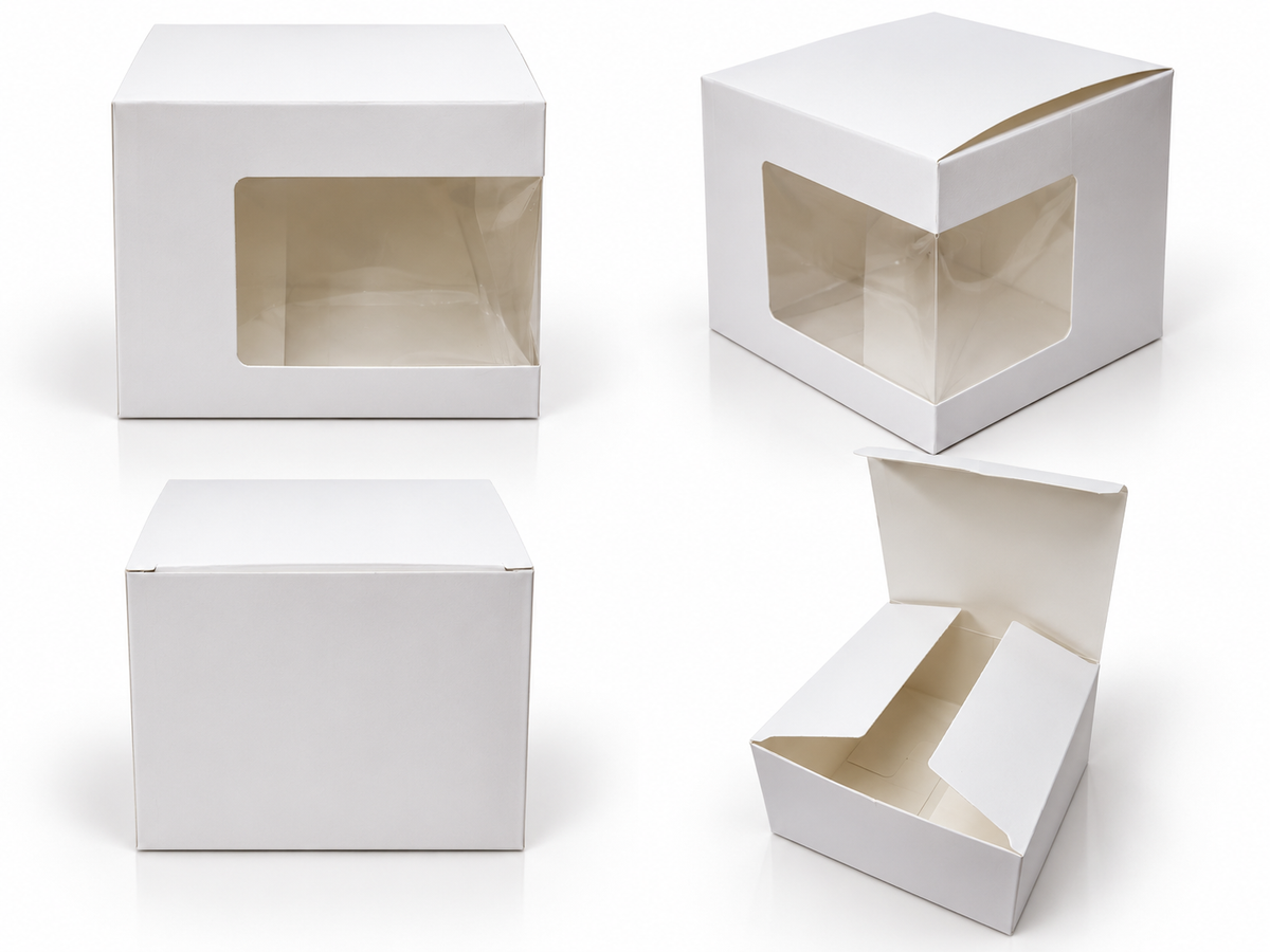 Boîte Cadeau Blanche avec Fenêtre Transparente – 12,5 × 10,5 × 10,5 cm | Idéale pour Bougies & Mugs