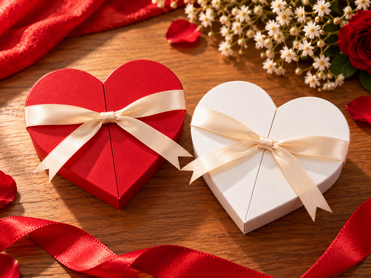 Boîte Cadeau en Forme de Cœur – 10 × 8,5 cm | Rouge ou Blanc au Choix