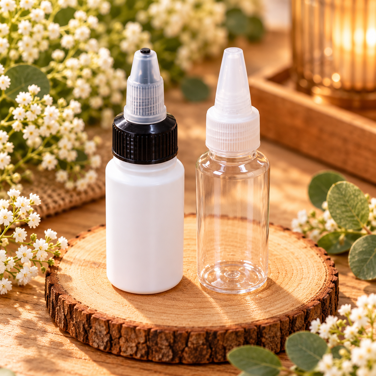 Flacon Souple 30 ml avec Embout Applicateur Précision – Blanc ou Transparent au Choix