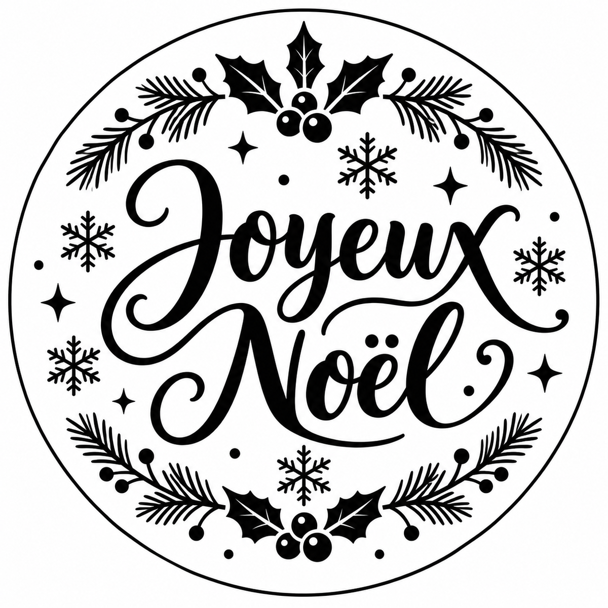 Lot de 100 Autocollants Ronds « Joyeux Noël » – 5 cm
