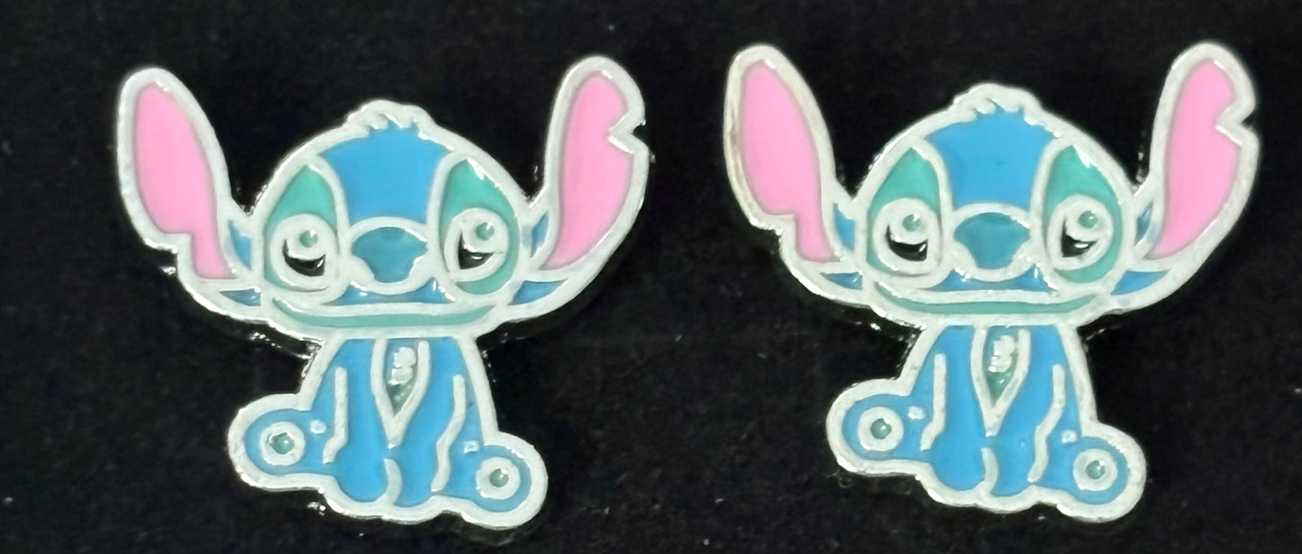Boucles d’Oreilles Fantaisie – Stitch Bleu en Acier Inoxydable