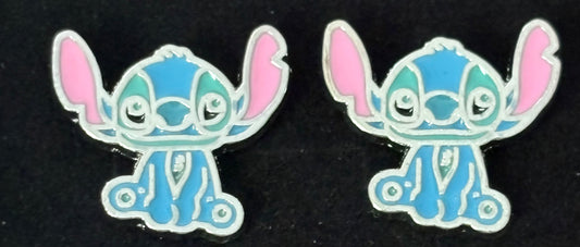 Boucles d’Oreilles Fantaisie – Stitch Bleu en Acier Inoxydable