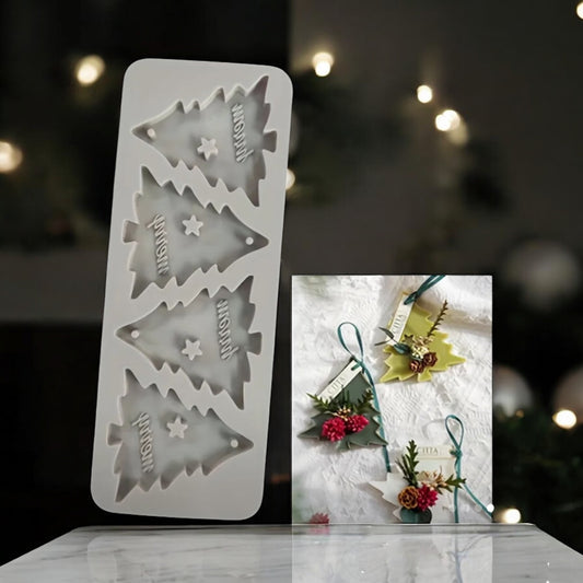 Moule en Silicone – Suspension Sapin de Noël (4 Cavités)