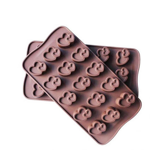Moule silicone forme double coeur 15 cavités