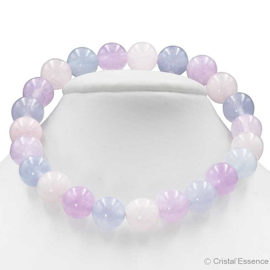 BRACELET "BONHEUR, AMOUR ET SAGESSE" MIX EN AMÉTHYSTE, AIGUE MARINE ET QUARTZ ROSE
